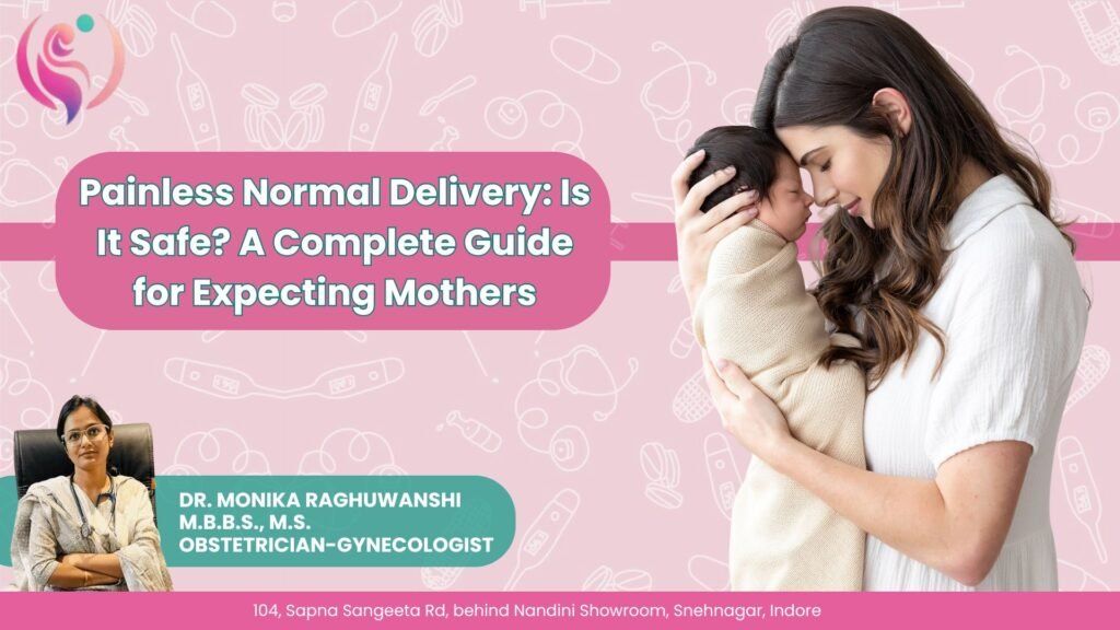 Mother lovingly holding newborn baby – Painless Normal Delivery in Indore with Dr. Monika Raghuwanshi, expert obstetrician and gynecologist.