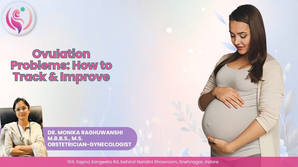 Pregnant woman holding baby bump representing ovulation problems treatment in Indore and fertility care by Dr. Monika Raghuwanshi.