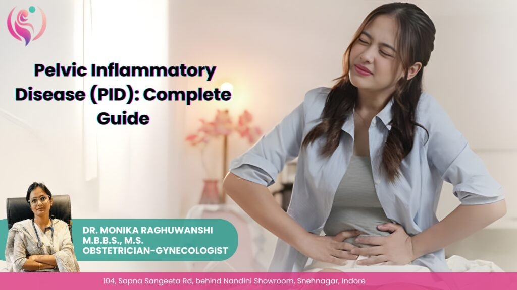 Woman experiencing lower abdominal pain representing Pelvic Inflammatory Disease Treatment in Indore by Dr. Monika Raghuwanshi.